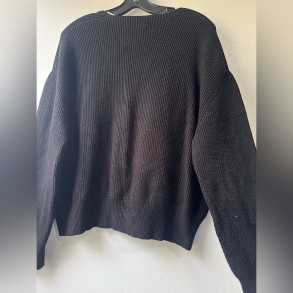 Apparis Black Button-Up V-Neck Ribbed Knit Italy Cozy Cardigan - Picture 10 of 10